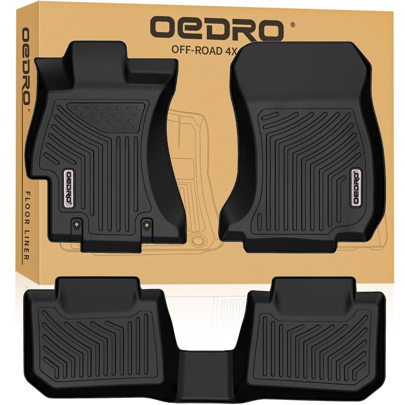 OEDRO Floor Mats Compatible with 2016-2017 Subaru Crosstrek, 2012-2016 Impreza, 2015-2021 WRX/WRX STi, 2013-2015 XV Crosstrek (Subaru/XV/Crosstrek/only), 1st and 2nd Row Floor Liners Black - Image 1